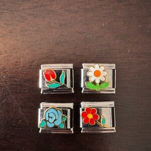 Floral Enamel Italian Charm Set
